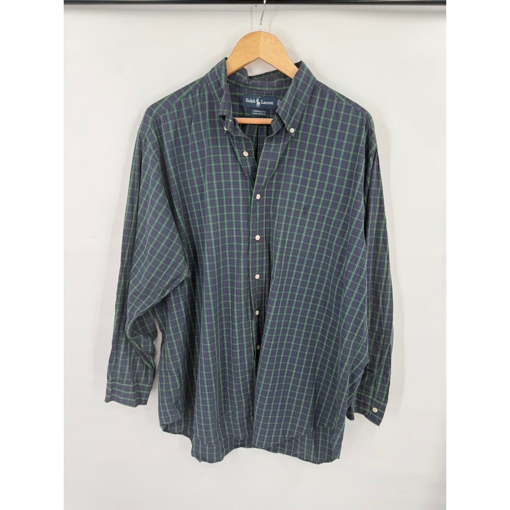 Ralph Lauren Yarmouth Plaid Shirt Mens 17.5 Preppy Pony Academia Business Work
